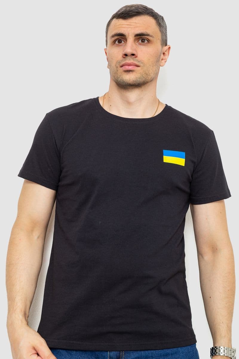 Футболка чоловіча патріотична, колір чорний, 226R040 - зображення 1