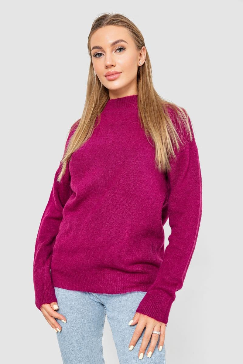 Светр жіночий вовняний, колір фуксія, 244R0390 - зображення 1