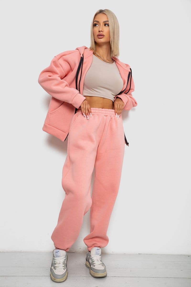 Спортивний костюм жіночий на флісі, колір персиковий, 238R5715-1 - зображення 1