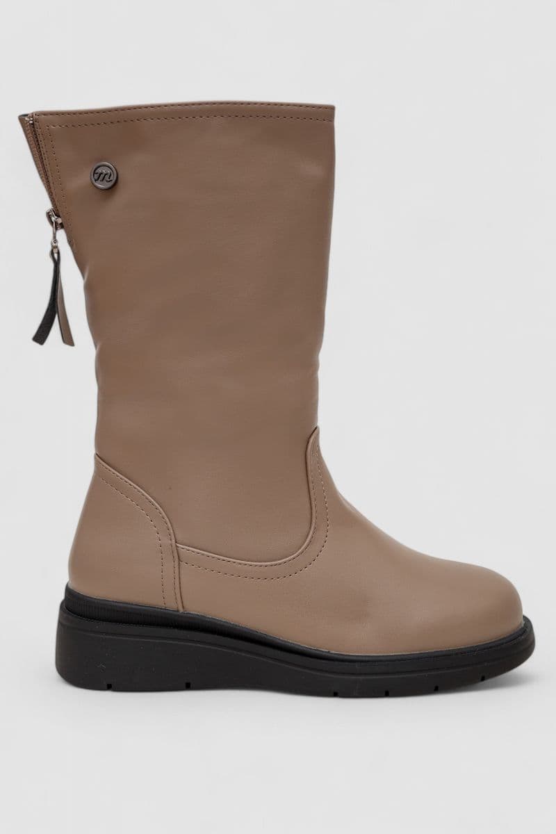 Чоботи жіночі зимові на хутрі, колір бежевий, 243RY213 - зображення 1