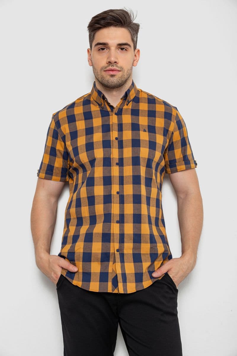 Сорочка чоловіча в клітку, колір коричневий, 214R834 - зображення 1