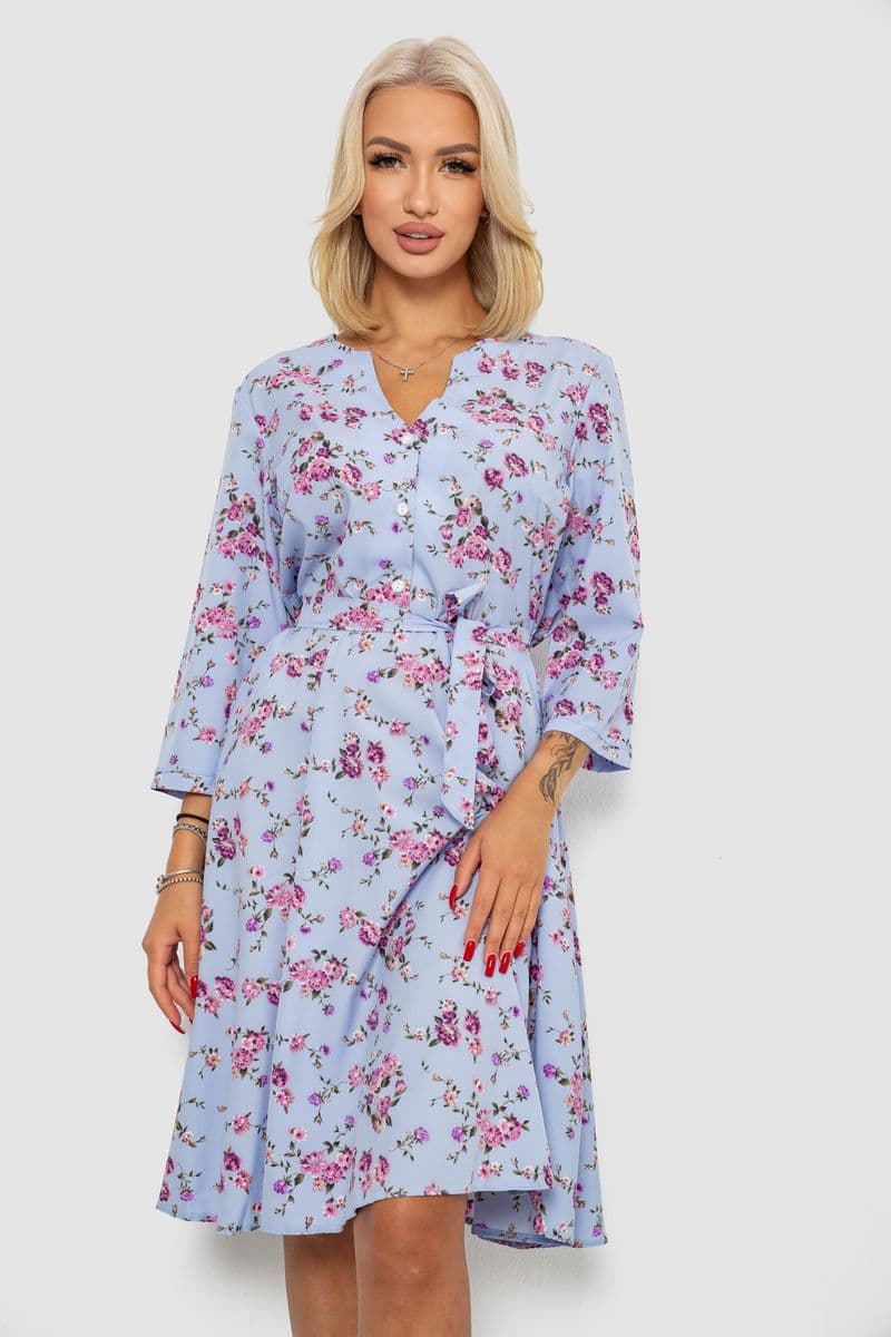 Сукня софт з принтом, колір блакитний, 230R0032-5 - зображення 1