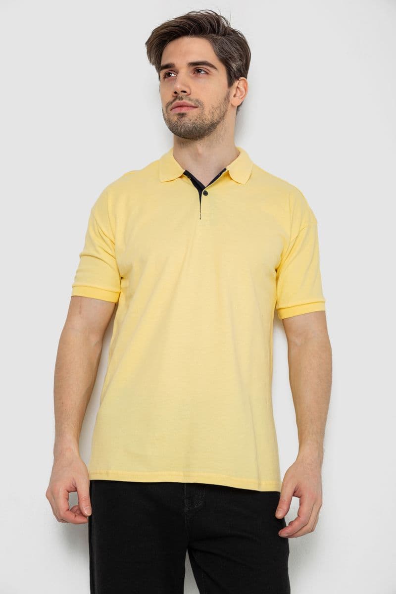 Поло чоловіче однотонне, колір жовтий, 244R2123 - зображення 1