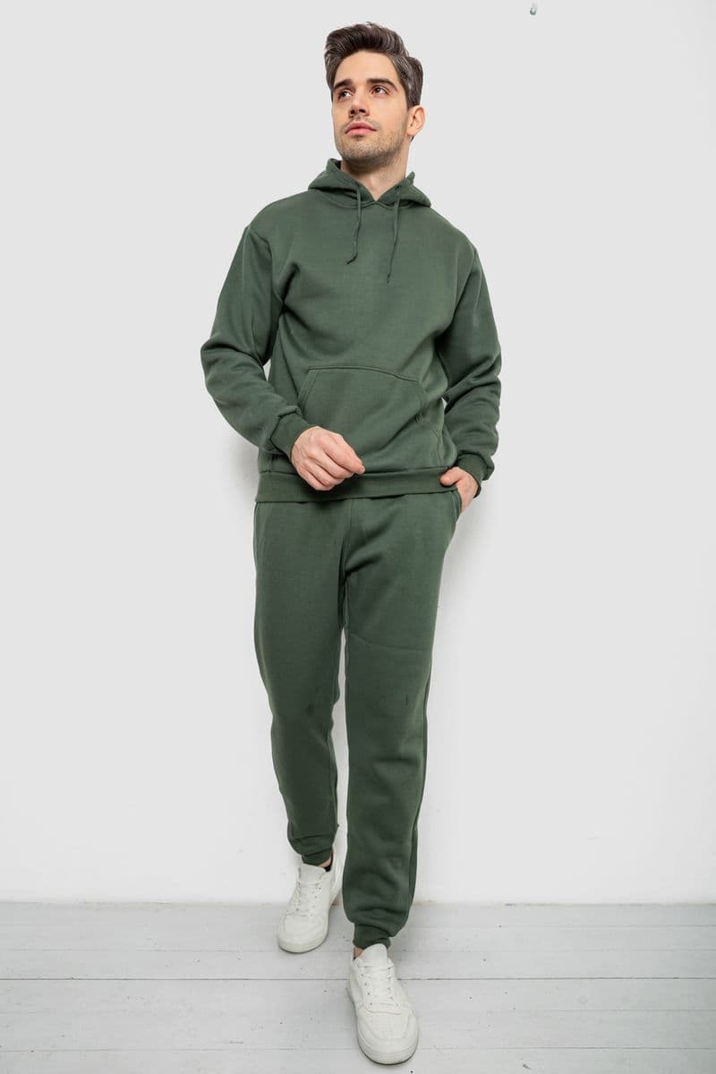 Спортивний костюм чоловічий на флісі, колір хакі, 244R9162 - зображення 1