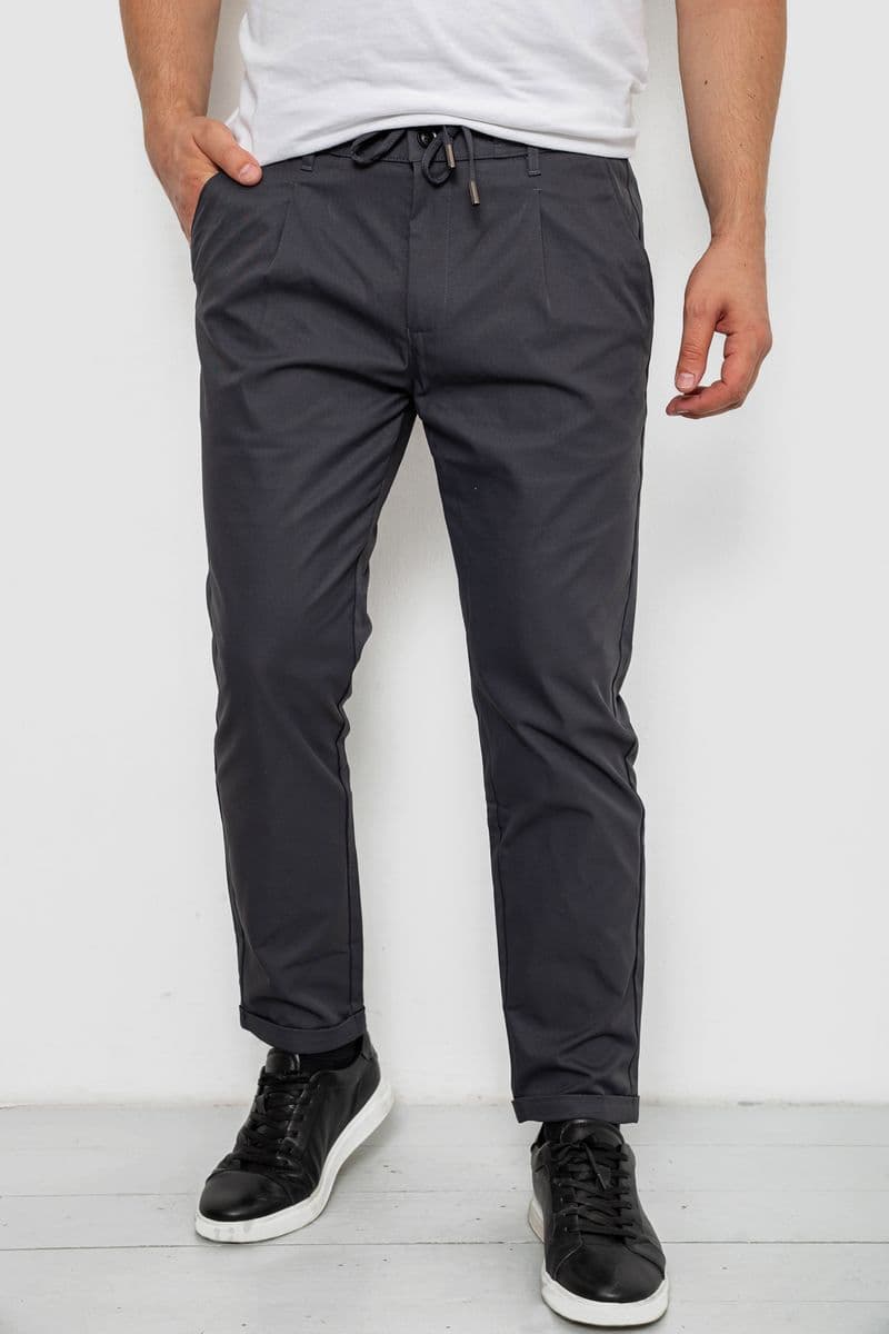 Штани чоловічі класичні однотонні, колір сірий, 157RU02-017 - зображення 1