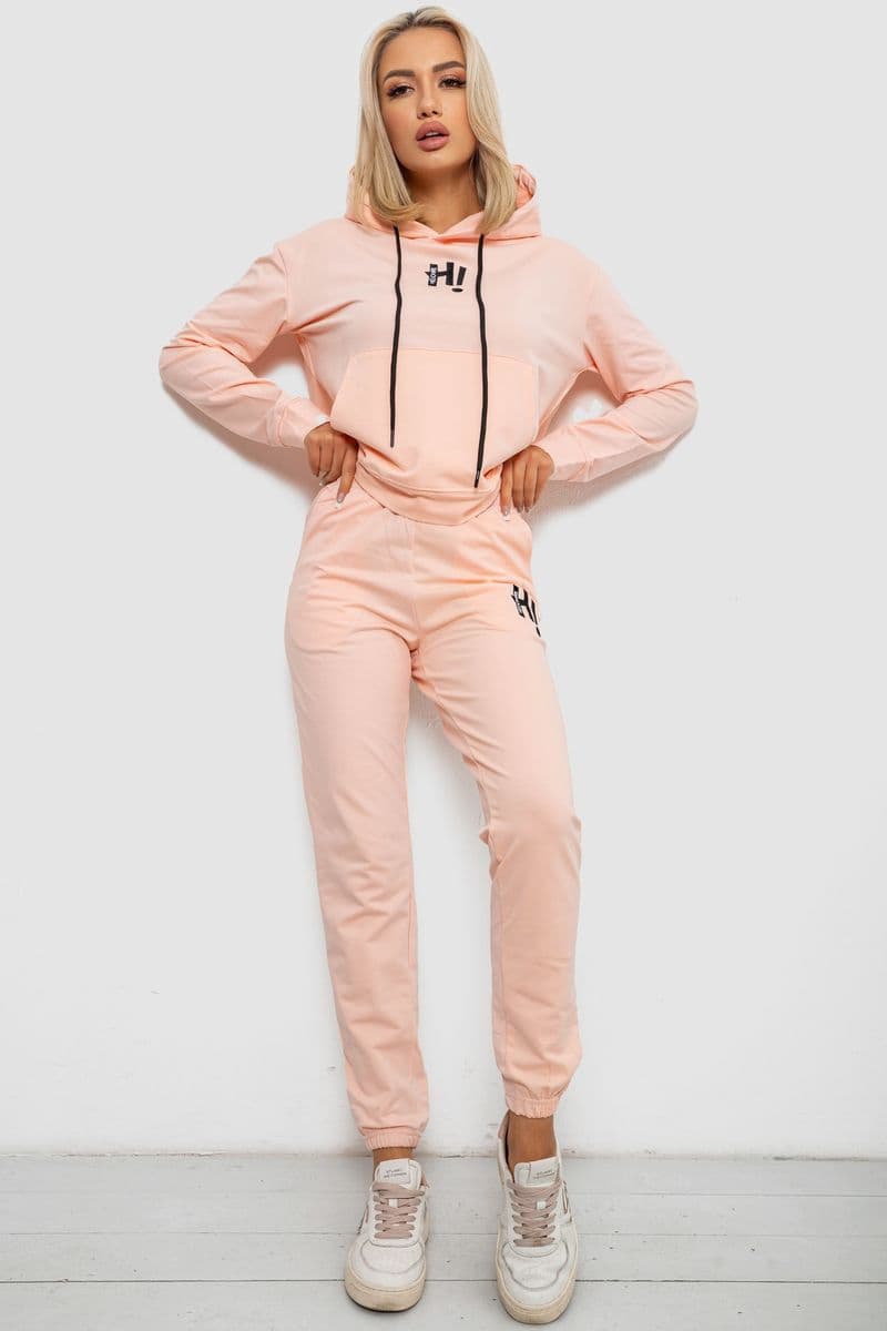 Спортивний костюм жіночий двонитка, колір персиковий, 214R1419-003 - зображення 1