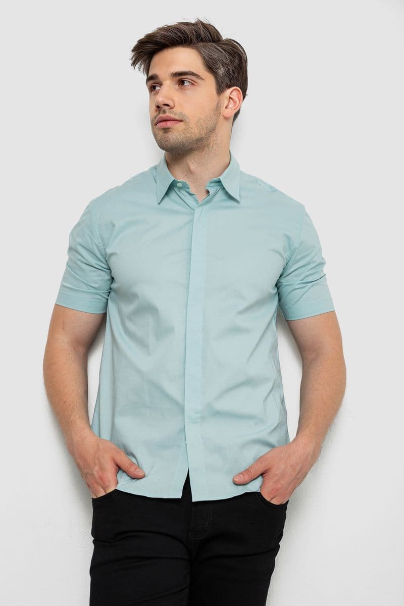 Сорочка чоловіча однотонна, колір оливковий, 214R6917-3 - зображення 1