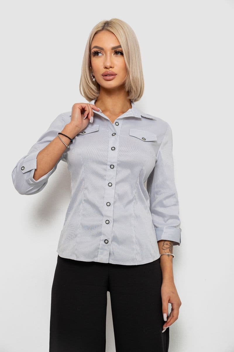 Сорочка класична в смужку, колір сірий, 230R643 - зображення 1