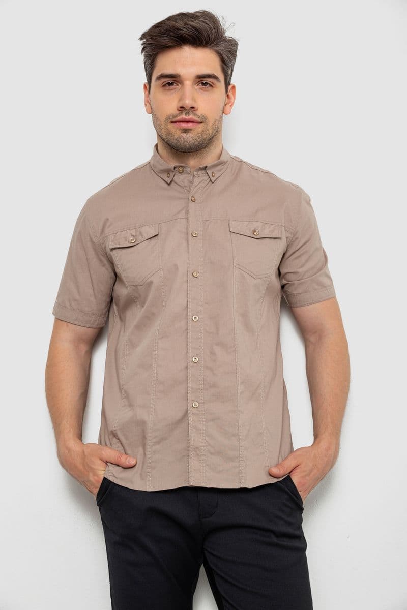 Сорочка чоловіча однотонна, колір мокко, 214R6917-2 - зображення 1