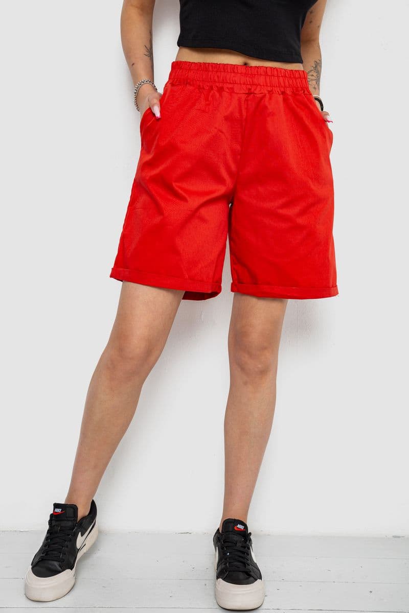 Шорти жіночі однотонні, колір червоний, 238R315 - зображення 1
