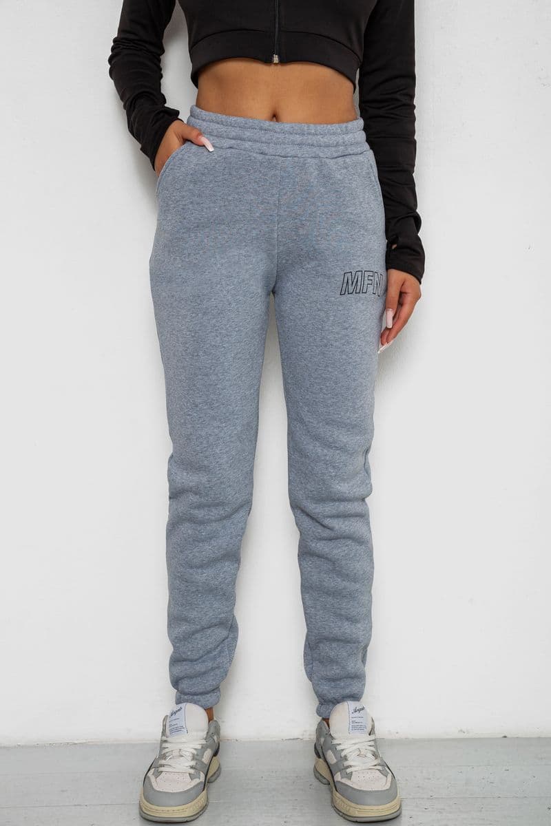 Спортивні штани жіночі на флісі, колір сірий, 238R01908-5 - зображення 1