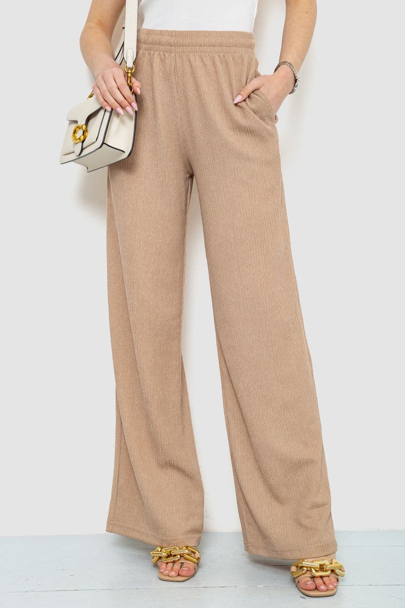 Штани жіночі палаццо, колір бежевий, 102R011-1 - зображення 1