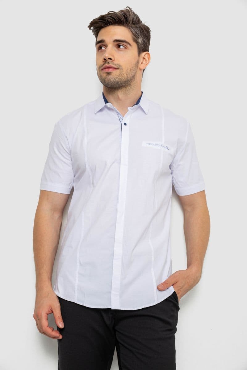 Сорочка чоловіча однотонна класична, колір білий, 214R7108 - зображення 1