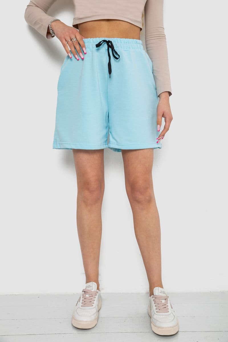 Шорти жіночі однотонні, колір блакитний, 238R57907 - зображення 1