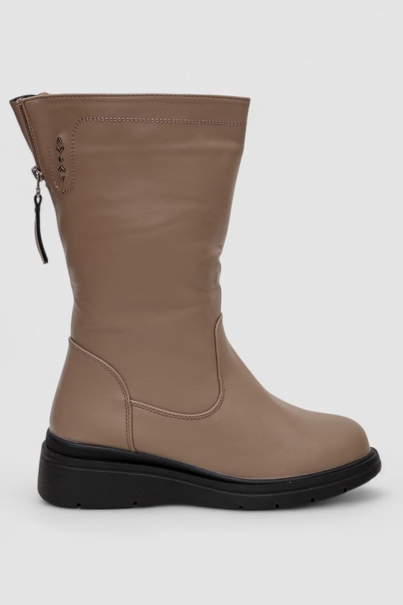 Чоботи жіночі зимові на хутрі, колір бежевий, 243RY212 - зображення 1