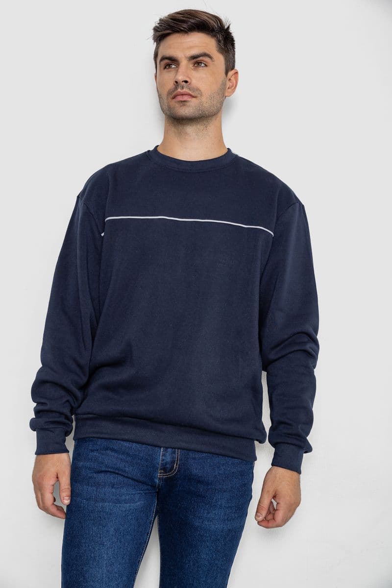 Батник чоловічий на флісі, колір темно-синій, 244R2556 - зображення 1