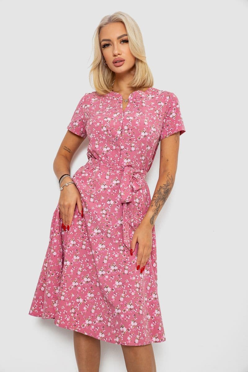 Сукня софт з принтом, колір пудровий, 230R1111 - зображення 1