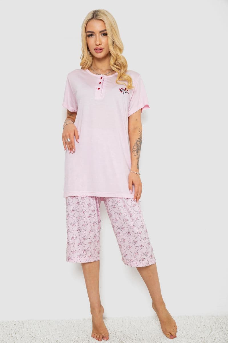 Піжама жіноча з принтом, колір рожевий, 243R6921 - зображення 1