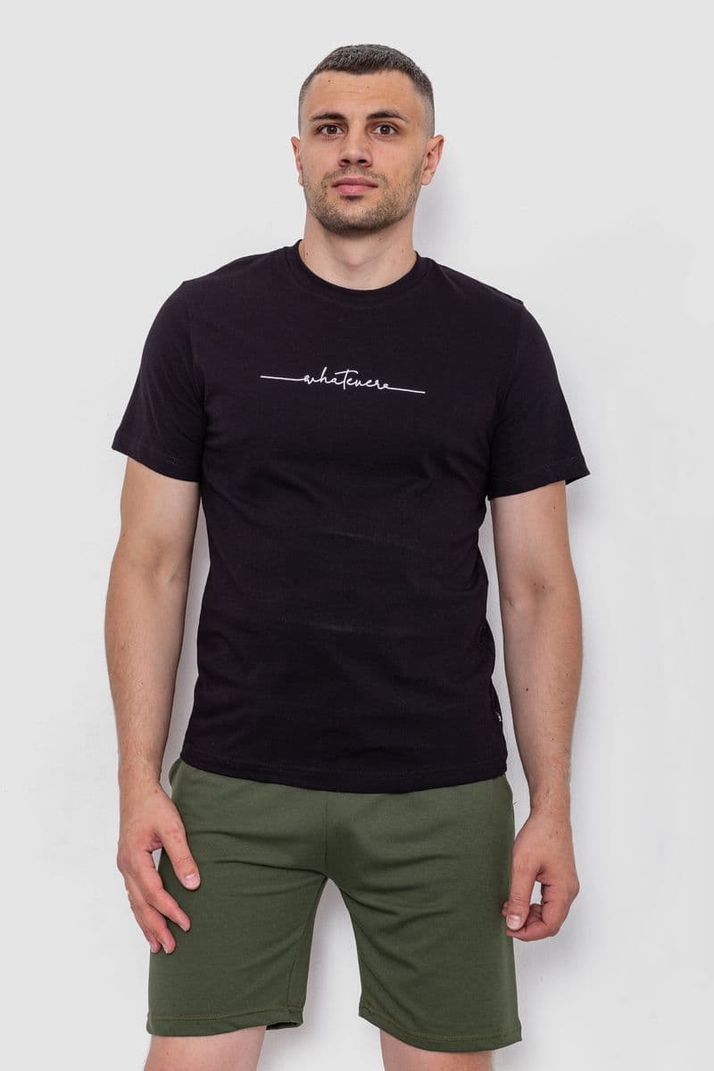 Футболка чоловіча з принтом, колір чорний, 241R1622 - зображення 1