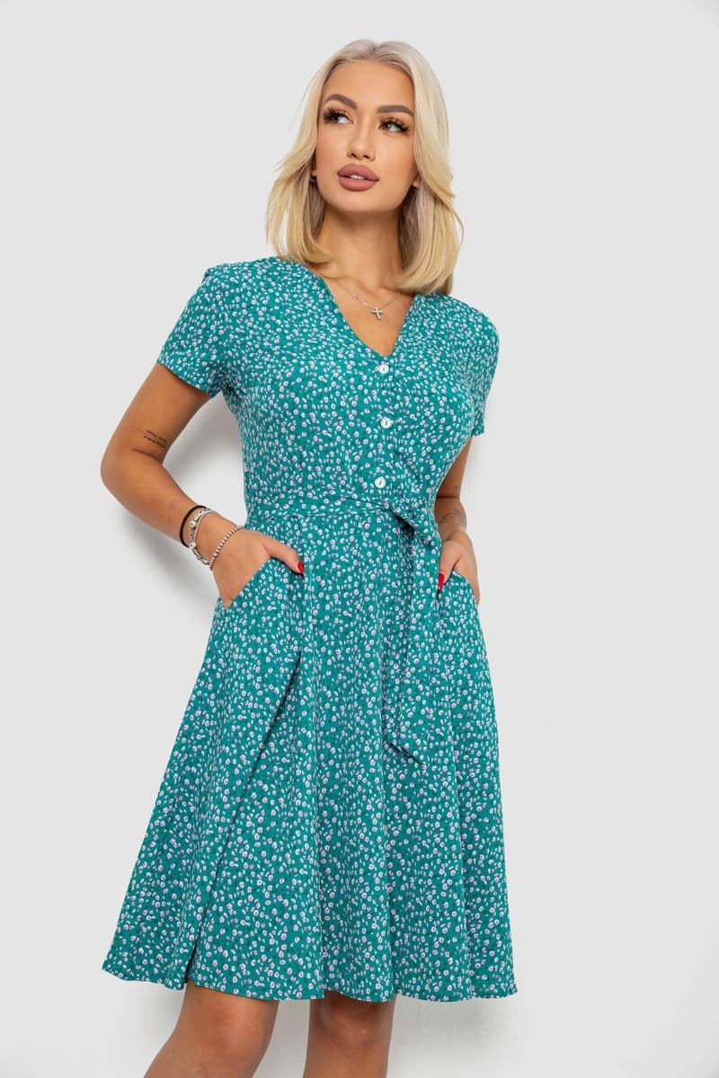 Сукня софт з принтом, колір зелений, 230R0032 - зображення 1