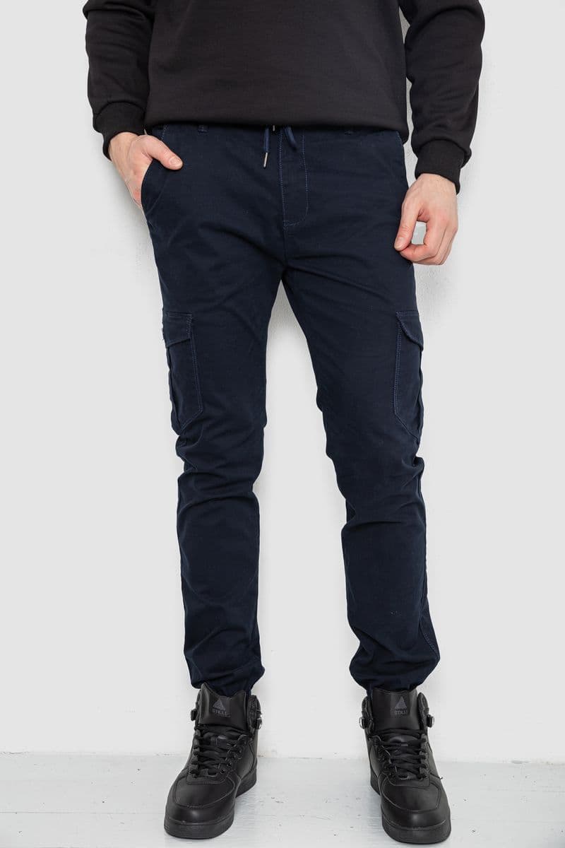 Джоггери чоловічі однотонні, колір темно-синій, 244RTE915 - зображення 1