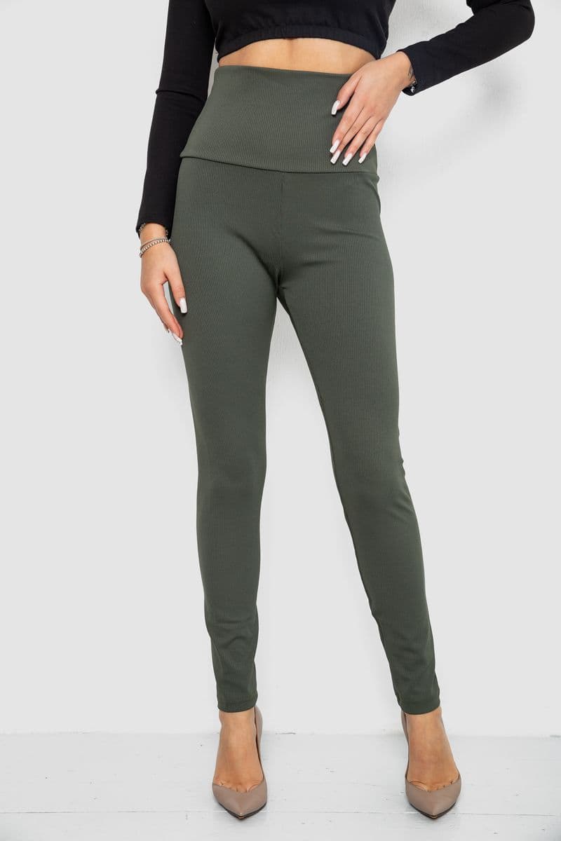 Лосини жіночі в рубчик, колір хакі, 205R606-1 - зображення 1