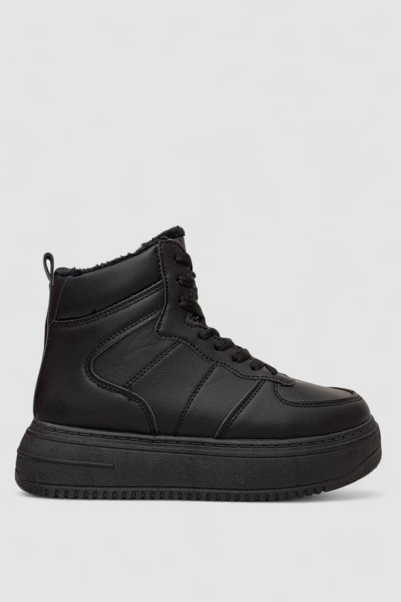 Кеди жіночі на хутрі, колір чорний, 248RK07 - зображення 1