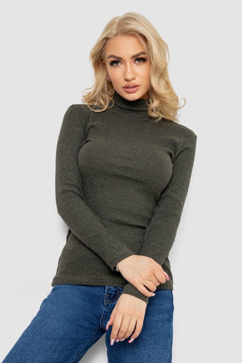 Гольф жіночий в рубчик, колір хакі, 238R505 - зображення 1