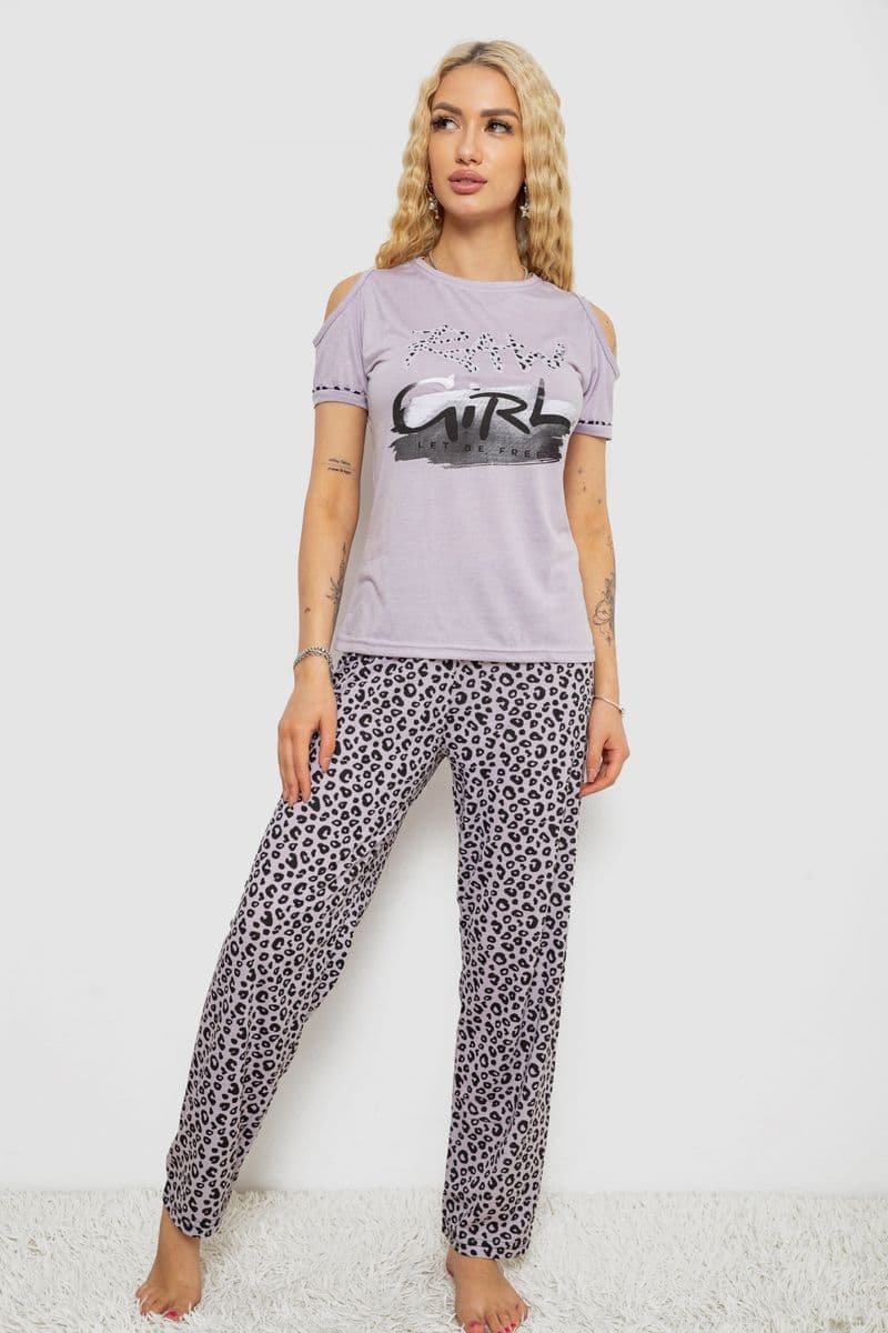 Піжама жіноча з принтом, колір світло-бузковий, 243R2038-B - зображення 1