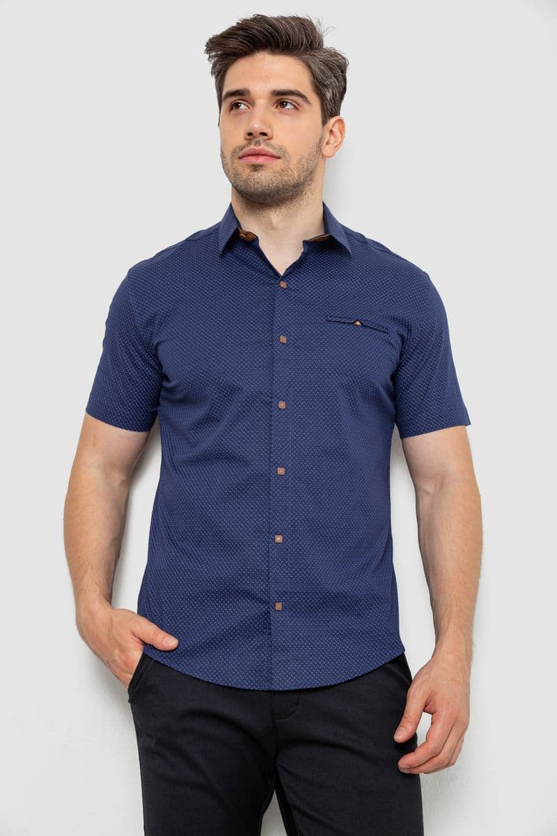 Сорочка чоловіча з принтом, колір темно-синій, 214R7143 - зображення 1