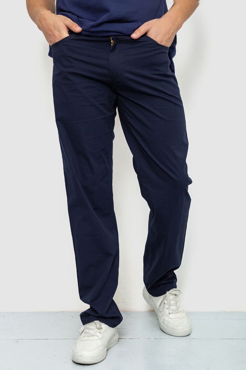 Штани чоловічі однотонні, колір темно-синій, 243R9107 - зображення 1