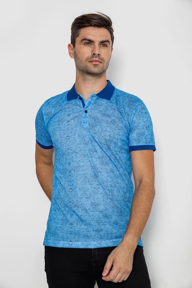 Поло чоловіче з принтом, колір синій, 247R316 - зображення 1