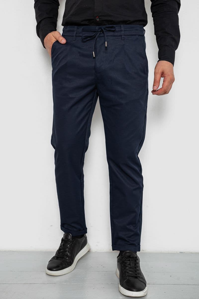 Штани чоловічі класичні однотонні, колір синій, 157RU02-015 - зображення 1