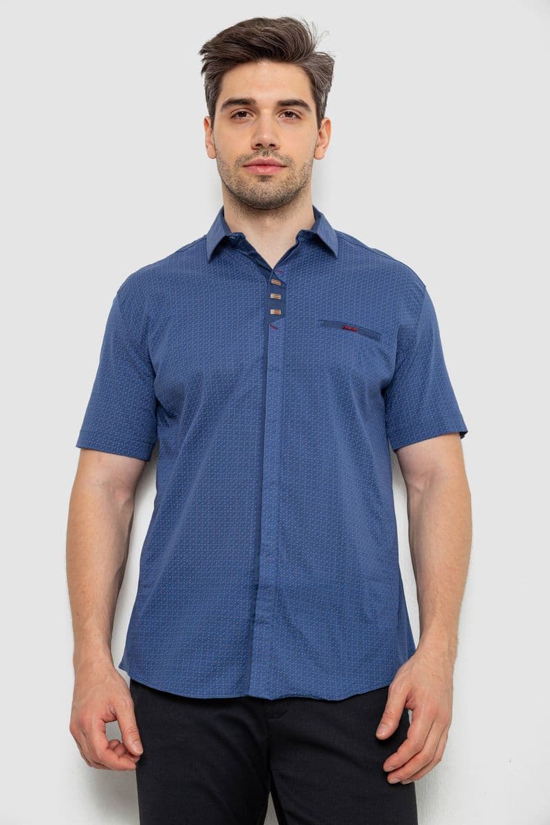 Сорочка чоловіча з принтом, колір джинс, 214R7020 - зображення 1
