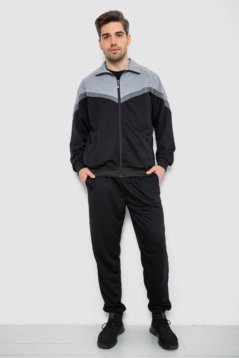 Спортивний костюм чоловічий, колір сіро-чорний, 244R9147 - зображення 1