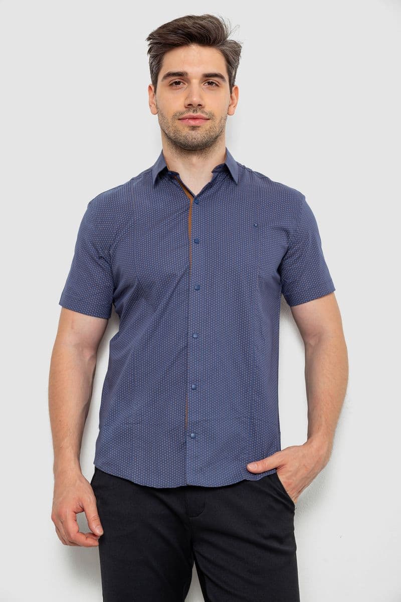 Сорочка чоловіча з принтом, колір джинс, 214R7129 - зображення 1