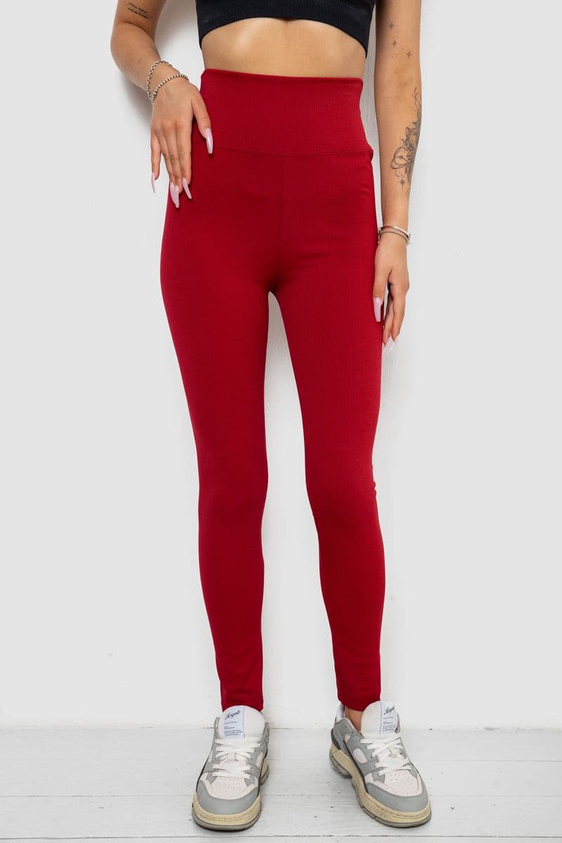 Лосини однотонні в рубчик, колір бордовий, 238R606 - зображення 1