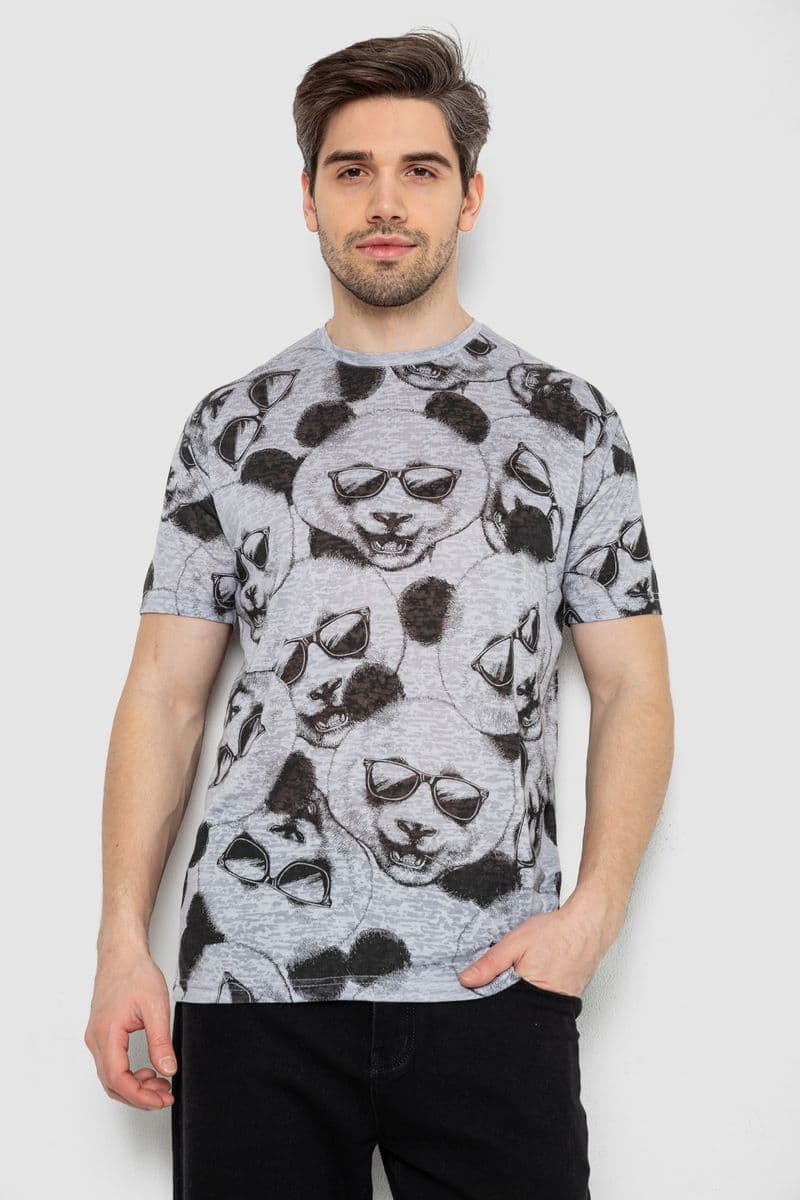 Футболка чоловіча з принтом, колір сірий, 244R6029 - зображення 1