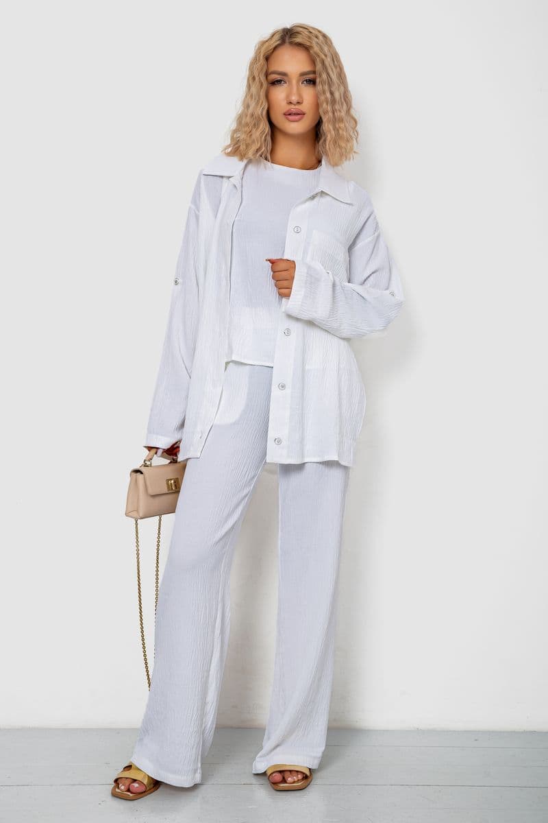 Костюм жіночий трійка, колір молочний, 102R5255 - зображення 1