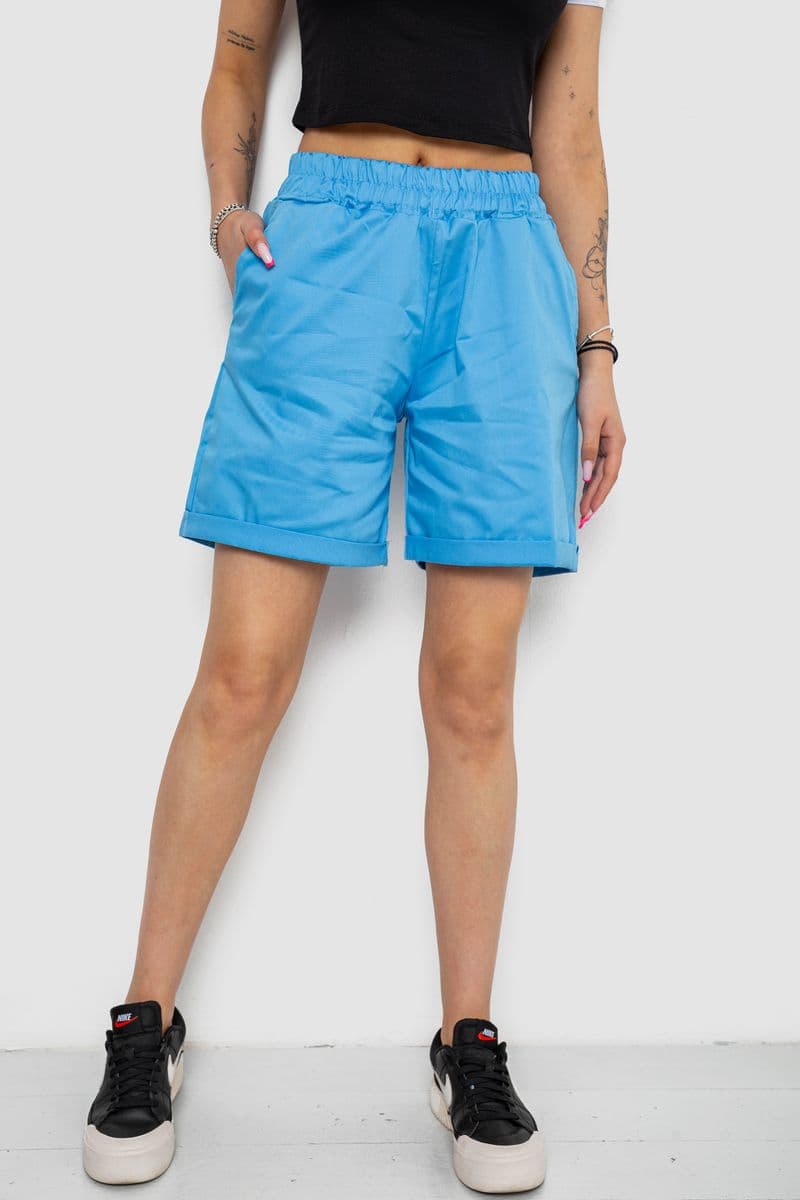Шорти жіночі однотонні, колір блакитний, 238R315 - зображення 1