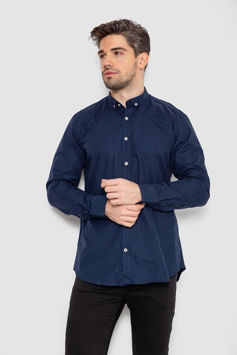 Сорочка чоловіча котонова повсякденна, колір темно-синій, 247R425 - зображення 1