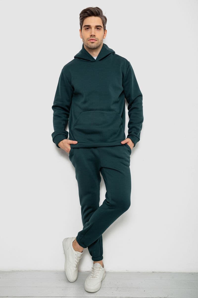 Спортивний костюм чоловічий на флісі, колір зелений, 238R58573 - зображення 1
