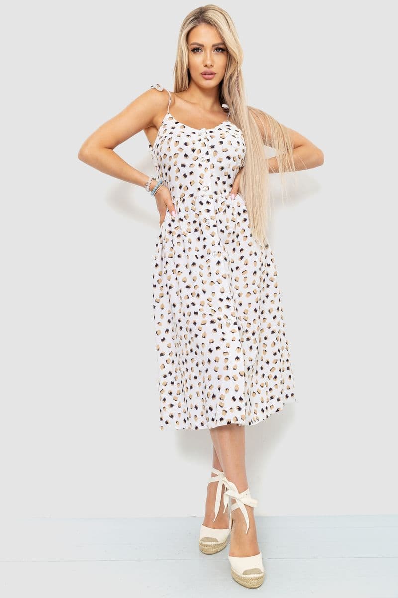 Сарафан з принтом, колір молочний, 102R333-1 - зображення 1