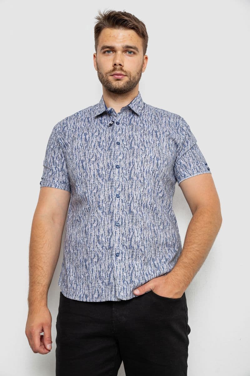 Сорочка чоловіча з принтом, колір синій, 214R6917-8 - зображення 1