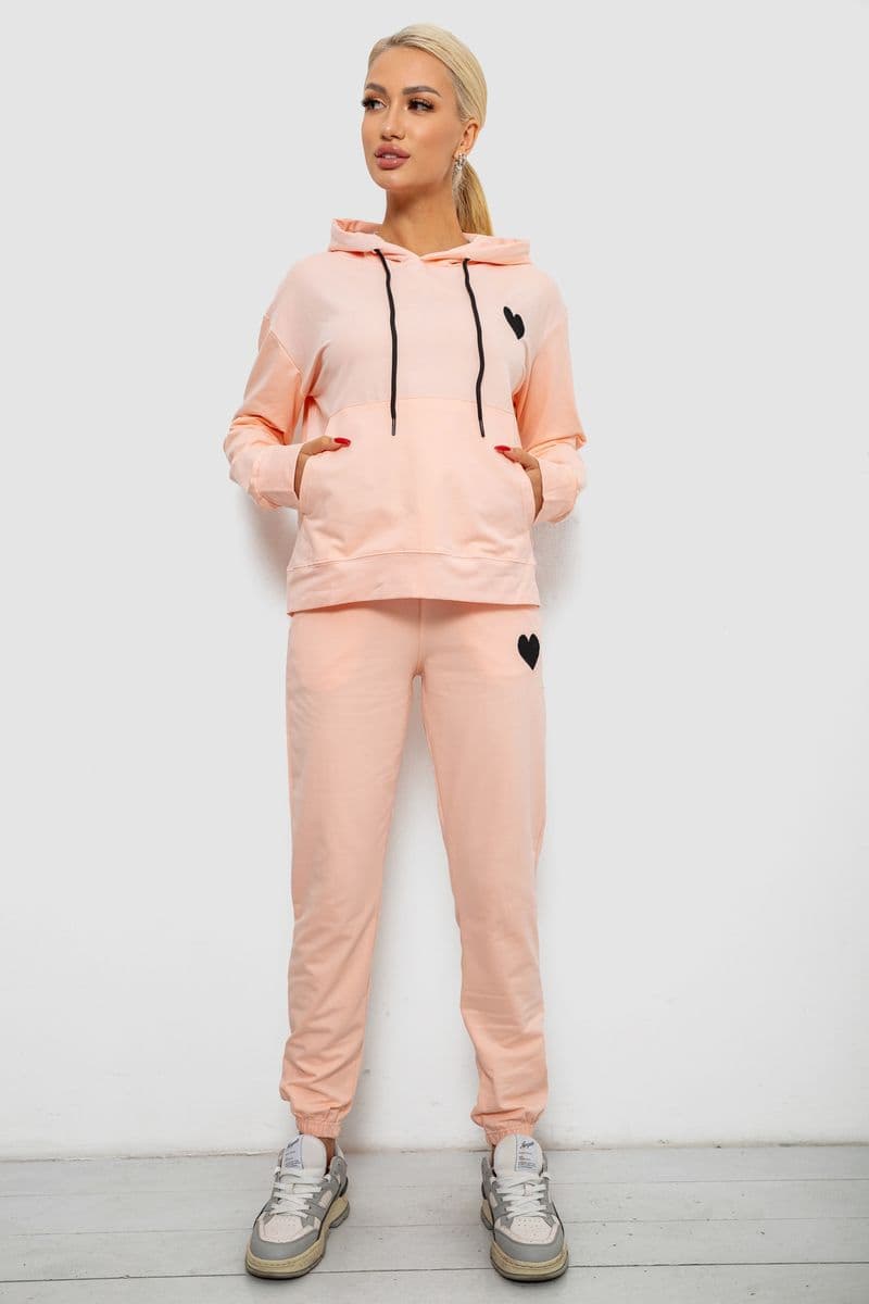 Спортивний костюм жіночий двонитка, колір персиковий, 214R1419-004 - зображення 1