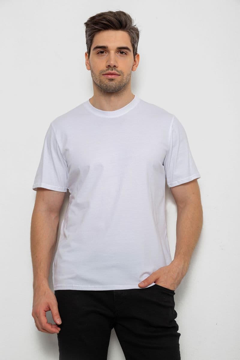 Футболка чоловіча однотонна, колір білий, 238R155 - зображення 1