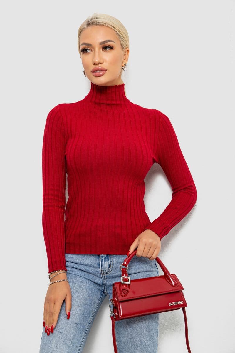 Гольф жіночий однотонний, колір бордовий, 204R040 - зображення 1