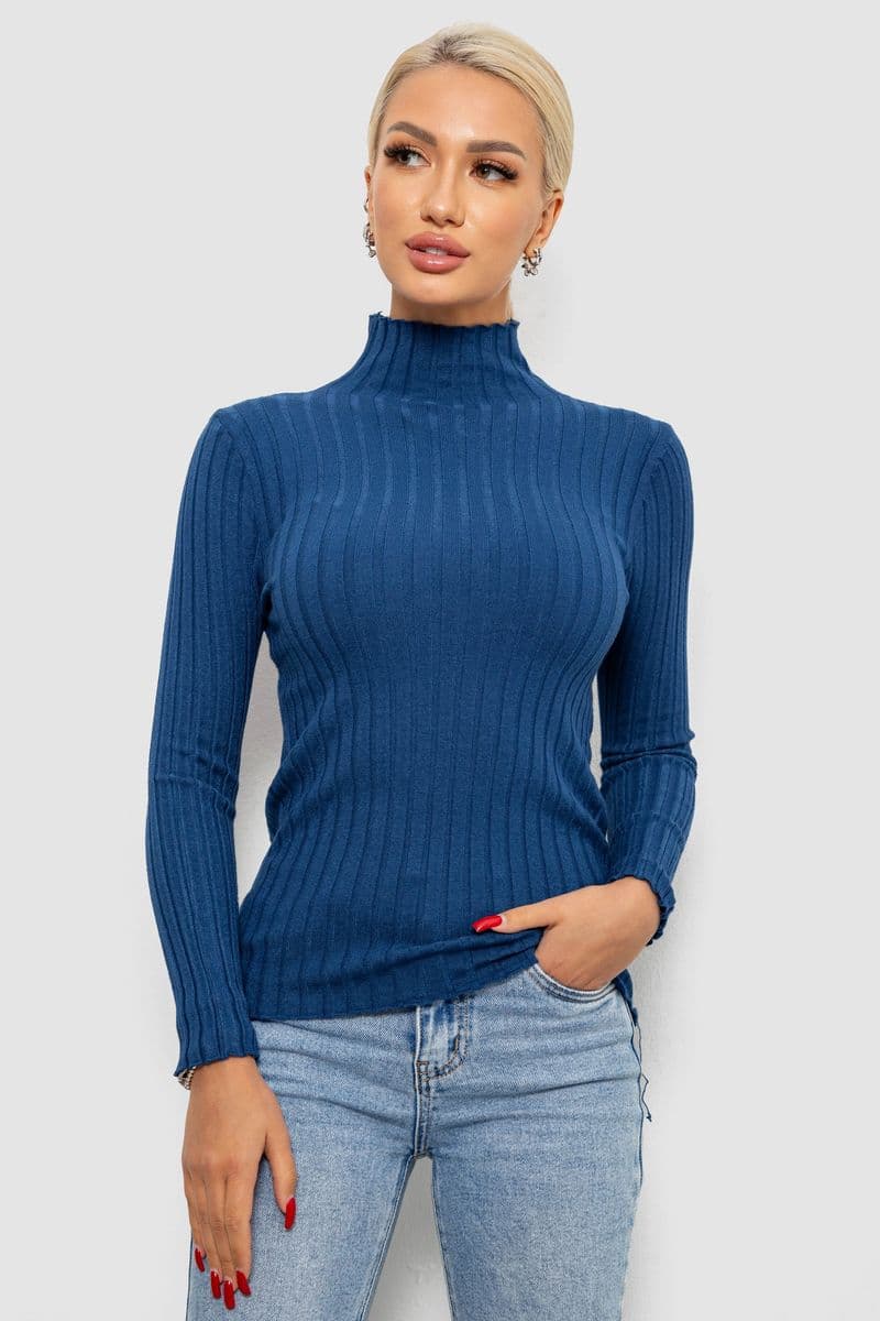 Гольф жіночий однотонний, колір синій, 204R040 - зображення 1