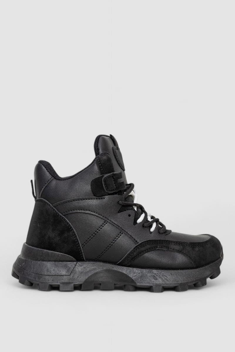 Кросівки жіночі на хутрі, колір чорний, 243R109-5 - зображення 1