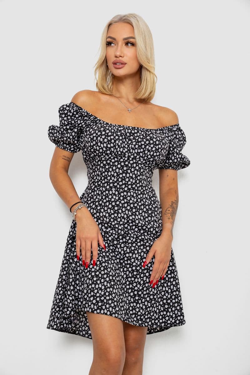 Сукня софт з принтом 230R01005, колір чорний, 230R0105 - зображення 1